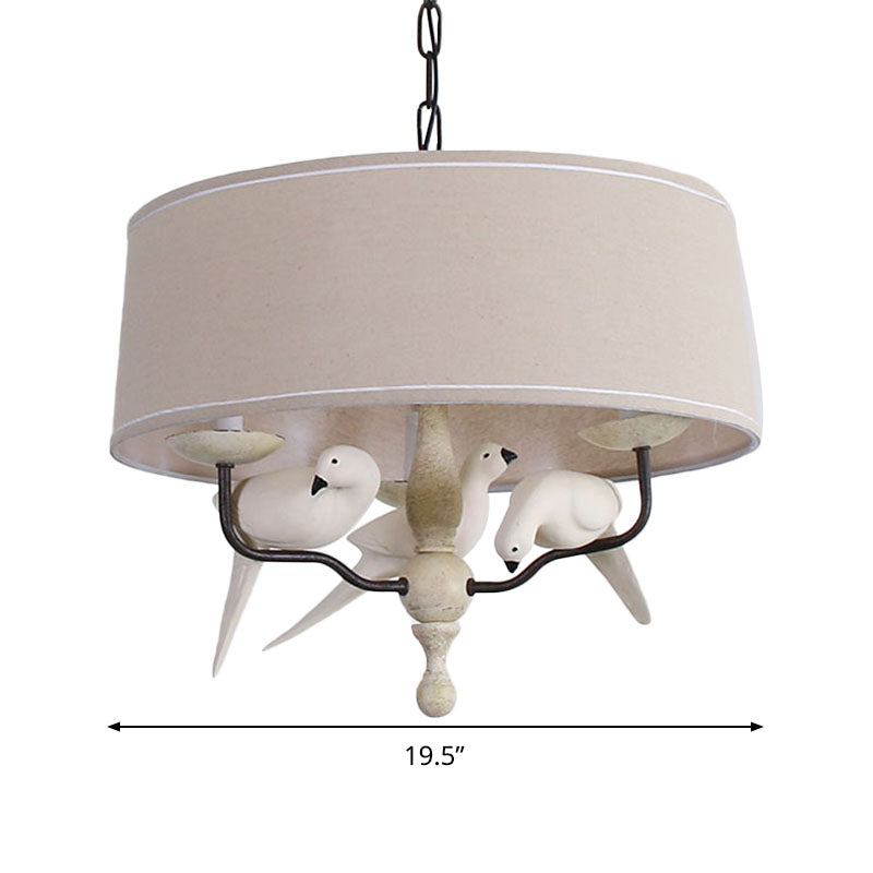 19.5"/23.5" Wide Round Hanging Pendant Light Nordic Fabric 3 Heads Flaxen Chandelier Lighting Clearhalo 'Ceiling Lights' 'Chandeliers' Lighting' options 292783