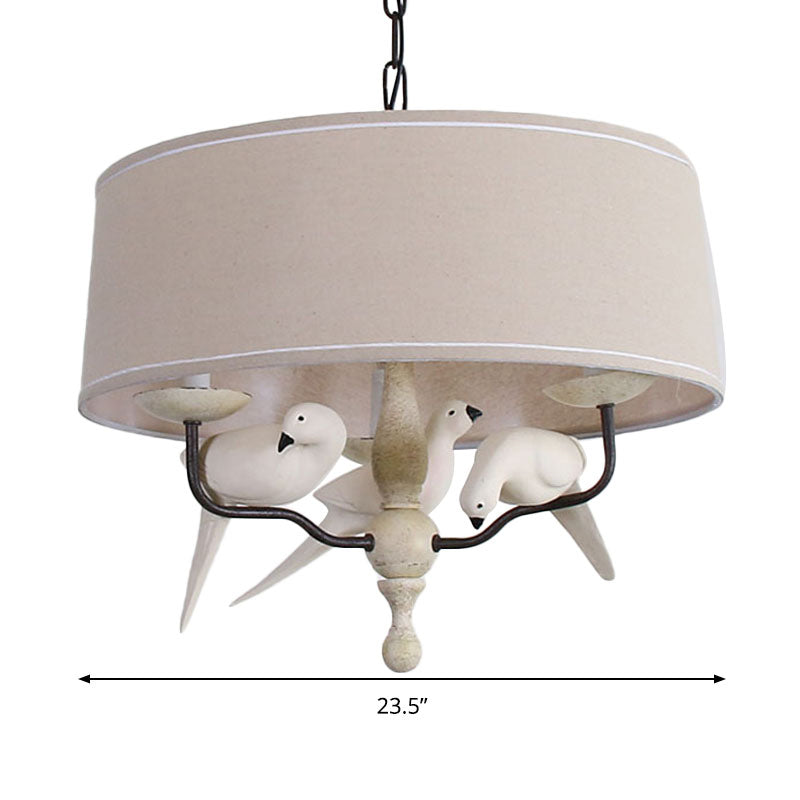 19.5"/23.5" Wide Round Hanging Pendant Light Nordic Fabric 3 Heads Flaxen Chandelier Lighting Clearhalo 'Ceiling Lights' 'Chandeliers' Lighting' options 292784