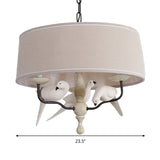 19.5"/23.5" Wide Round Hanging Pendant Light Nordic Fabric 3 Heads Flaxen Chandelier Lighting Clearhalo 'Ceiling Lights' 'Chandeliers' Lighting' options 292784