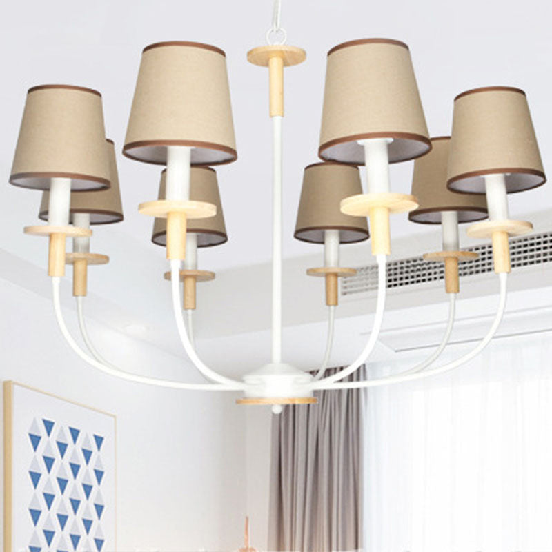 6/8 Heads Living Room Chandelier Lamp Modern Flaxen Pendant Light with Barrel Fabric Shade Clearhalo 'Ceiling Lights' 'Chandeliers' 'Modern Chandeliers' 'Modern' Lighting' 292811