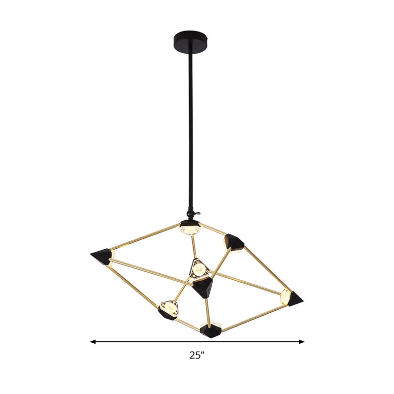 25"/31.5" Wide Diamond Metal Pendant Light Contemporary Black LED Hanging Chandelier for Dining Room Clearhalo 'Ceiling Lights' 'Chandeliers' 'Modern Chandeliers' 'Modern' Lighting' 292852