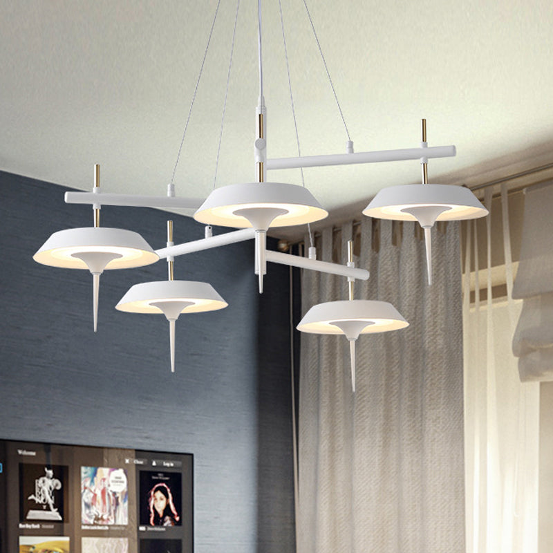 Flared Metal Chandelier Lamp Minimalist 5 Lights White Pendant Light Fixture for Dining Room Clearhalo 'Ceiling Lights' 'Chandeliers' 'Modern Chandeliers' 'Modern' Lighting' 292863