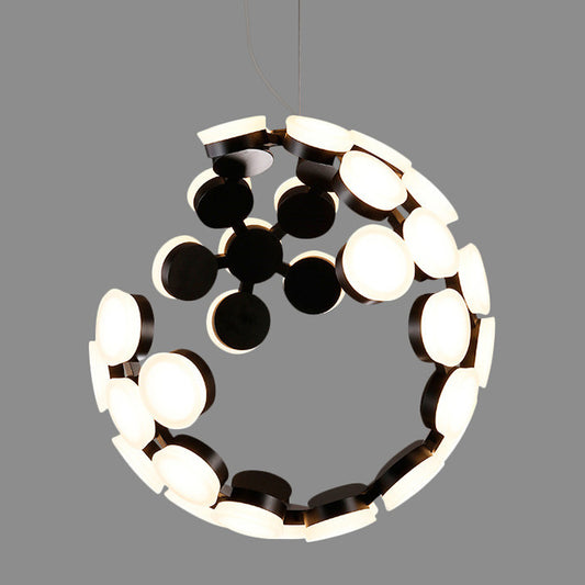 Globe Chandelier Lighting Modern Acrylic Black LED Pendant Light Fixture for Dining Room Clearhalo 'Ceiling Lights' 'Chandeliers' 'Modern Chandeliers' 'Modern' Lighting' 292876