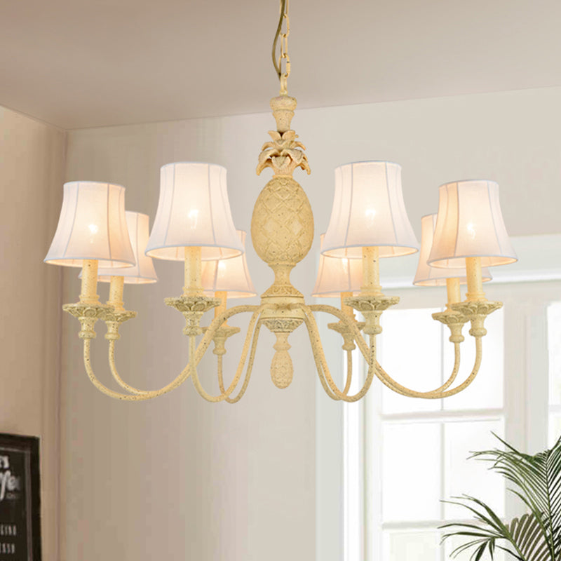 Empire Shade Fabric Hanging Ceiling Light Simple Style 5/8 Lights Yellow Chandelier Light Fixture Clearhalo 'Ceiling Lights' 'Chandeliers' 'Modern Chandeliers' 'Modern' Lighting' 292879