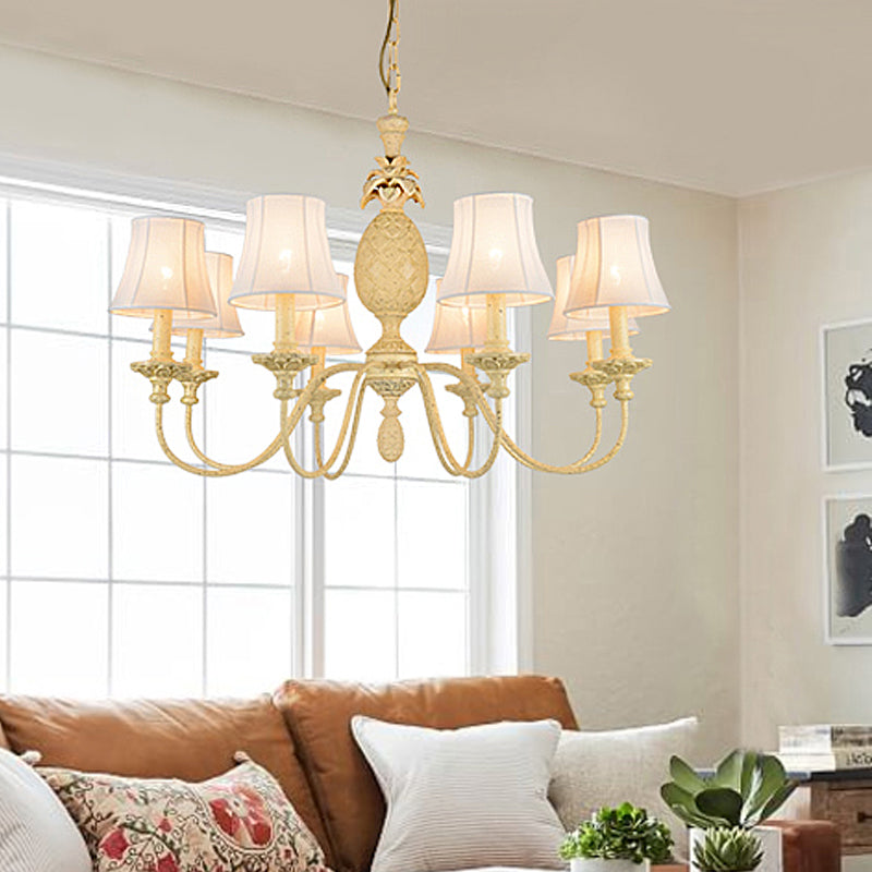 Empire Shade Fabric Hanging Ceiling Light Simple Style 5/8 Lights Yellow Chandelier Light Fixture Clearhalo 'Ceiling Lights' 'Chandeliers' 'Modern Chandeliers' 'Modern' Lighting' 292880