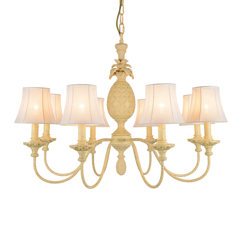 Empire Shade Fabric Hanging Ceiling Light Simple Style 5/8 Lights Yellow Chandelier Light Fixture Clearhalo 'Ceiling Lights' 'Chandeliers' 'Modern Chandeliers' 'Modern' Lighting' 292881