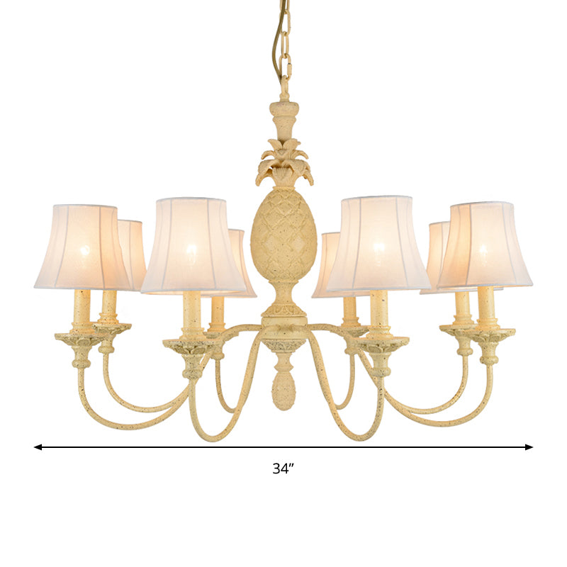 Empire Shade Fabric Hanging Ceiling Light Simple Style 5/8 Lights Yellow Chandelier Light Fixture Clearhalo 'Ceiling Lights' 'Chandeliers' 'Modern Chandeliers' 'Modern' Lighting' 292882