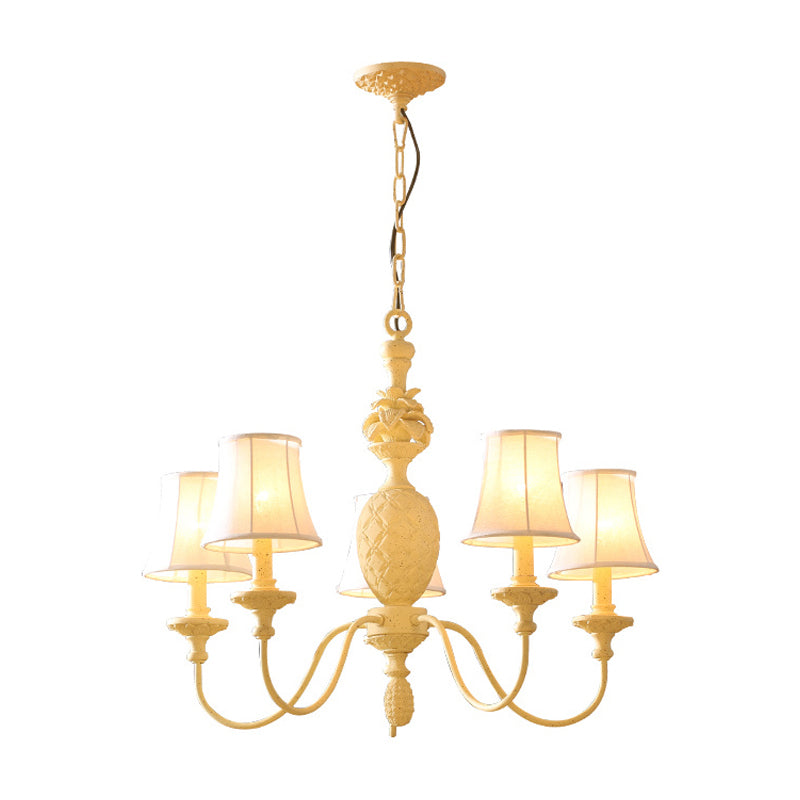 Empire Shade Fabric Hanging Ceiling Light Simple Style 5/8 Lights Yellow Chandelier Light Fixture Clearhalo 'Ceiling Lights' 'Chandeliers' 'Modern Chandeliers' 'Modern' Lighting' 292885