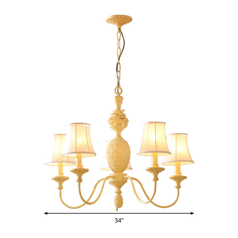 Empire Shade Fabric Hanging Ceiling Light Simple Style 5/8 Lights Yellow Chandelier Light Fixture Clearhalo 'Ceiling Lights' 'Chandeliers' 'Modern Chandeliers' 'Modern' Lighting' 292886