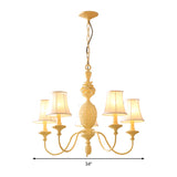 Empire Shade Fabric Hanging Ceiling Light Simple Style 5/8 Lights Yellow Chandelier Light Fixture Clearhalo 'Ceiling Lights' 'Chandeliers' 'Modern Chandeliers' 'Modern' Lighting' 292886