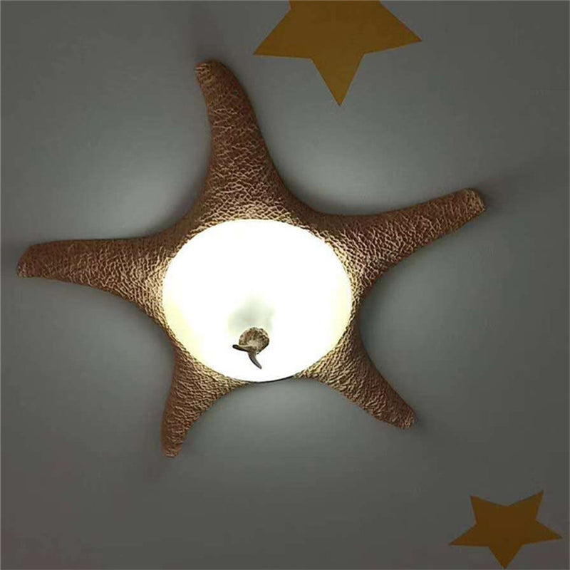 3 Bulbs Flush Mount Lighting Traditional Starfish Frosted Glass Ceiling Mounted Lamp Fixture in Beige Clearhalo 'Ceiling Lights' 'Close To Ceiling Lights' 'Close to ceiling' 'Flush mount' Lighting' 292896