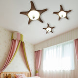 3 Bulbs Flush Mount Lighting Traditional Starfish Frosted Glass Ceiling Mounted Lamp Fixture in Beige Clearhalo 'Ceiling Lights' 'Close To Ceiling Lights' 'Close to ceiling' 'Flush mount' Lighting' 292897