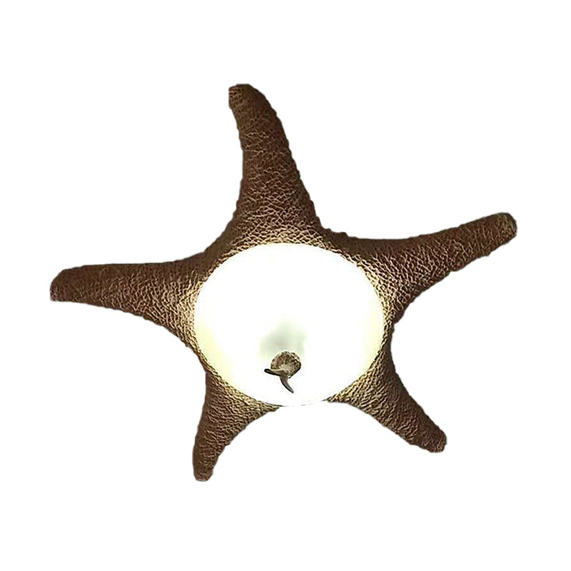 3 Bulbs Flush Mount Lighting Traditional Starfish Frosted Glass Ceiling Mounted Lamp Fixture in Beige Clearhalo 'Ceiling Lights' 'Close To Ceiling Lights' 'Close to ceiling' 'Flush mount' Lighting' 292898