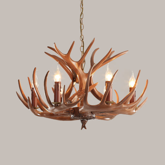 6/8 Lights Resin Chandelier Pendant Lighting Countryside Brown Branch Restaurant Ceiling Hang Fixture Clearhalo 'Ceiling Lights' 'Chandeliers' Lighting' options 292932