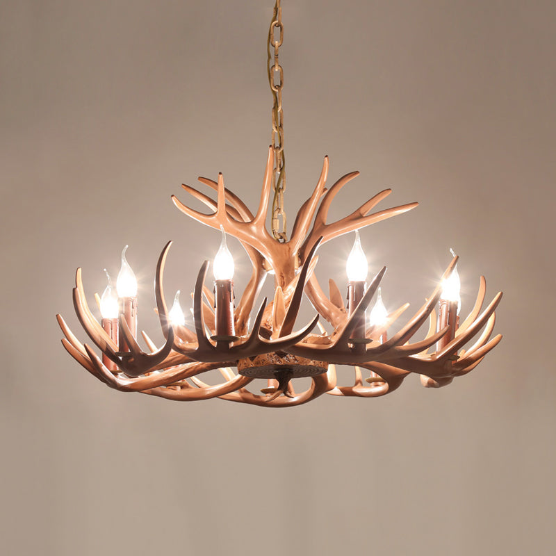 6/8 Lights Resin Chandelier Pendant Lighting Countryside Brown Branch Restaurant Ceiling Hang Fixture Clearhalo 'Ceiling Lights' 'Chandeliers' Lighting' options 292934