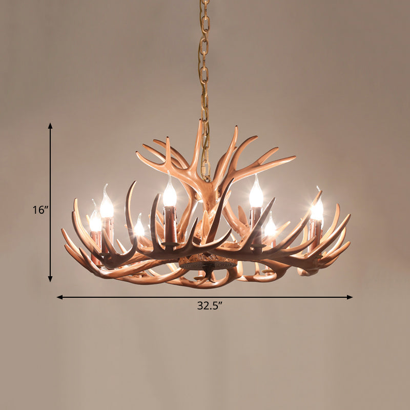 6/8 Lights Resin Chandelier Pendant Lighting Countryside Brown Branch Restaurant Ceiling Hang Fixture Clearhalo 'Ceiling Lights' 'Chandeliers' Lighting' options 292935