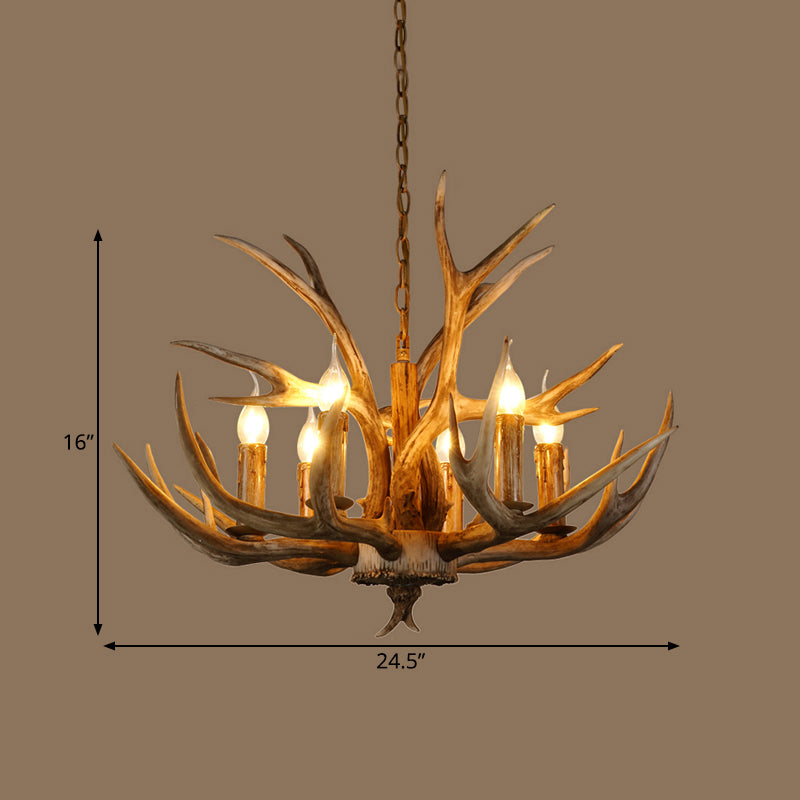 Resin Branch Pendant Chandelier Rustic 6/8/12 Bulbs 16"/17"/21.5" Wide Bedroom Hanging Ceiling Light in Brown Clearhalo 'Ceiling Lights' 'Chandeliers' Lighting' options 292970