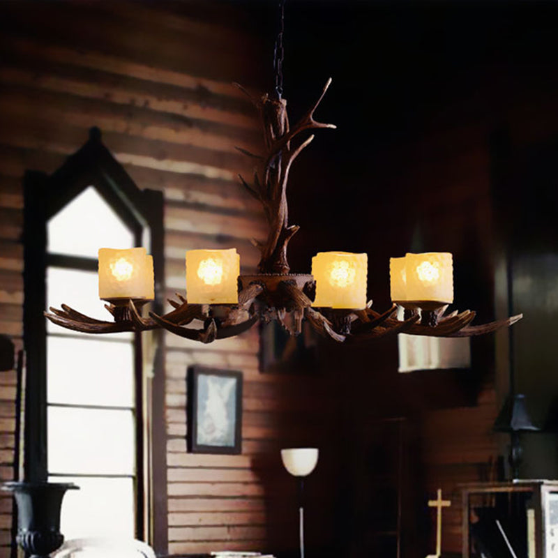 Resin Sputnik Chandelier Lighting Rustic 3/6/8 Bulbs Restaurant Hanging Lamp Fixture in Brown 8 Brown Clearhalo 'Ceiling Lights' 'Chandeliers' Lighting' options 293009_1117671a-2985-4aea-8f09-b87cb108058c