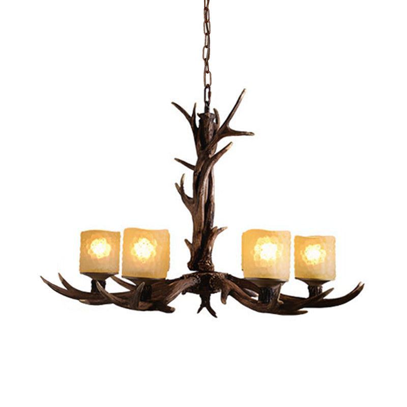 Resin Sputnik Chandelier Lighting Rustic 3/6/8 Bulbs Restaurant Hanging Lamp Fixture in Brown Clearhalo 'Ceiling Lights' 'Chandeliers' Lighting' options 293016