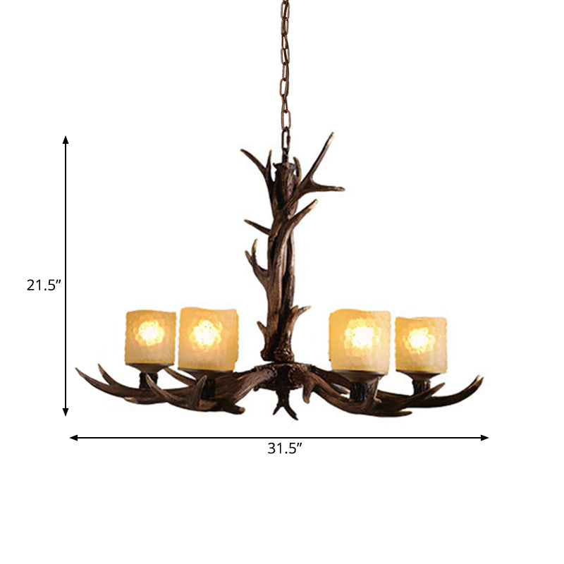 Resin Sputnik Chandelier Lighting Rustic 3/6/8 Bulbs Restaurant Hanging Lamp Fixture in Brown Clearhalo 'Ceiling Lights' 'Chandeliers' Lighting' options 293017