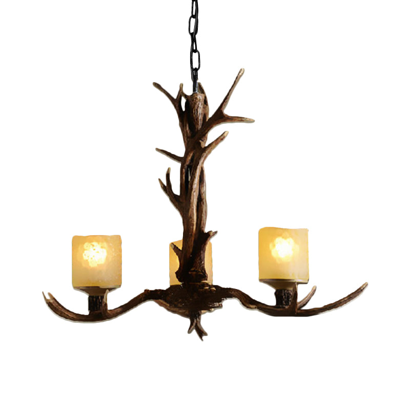 Resin Sputnik Chandelier Lighting Rustic 3/6/8 Bulbs Restaurant Hanging Lamp Fixture in Brown Clearhalo 'Ceiling Lights' 'Chandeliers' Lighting' options 293019