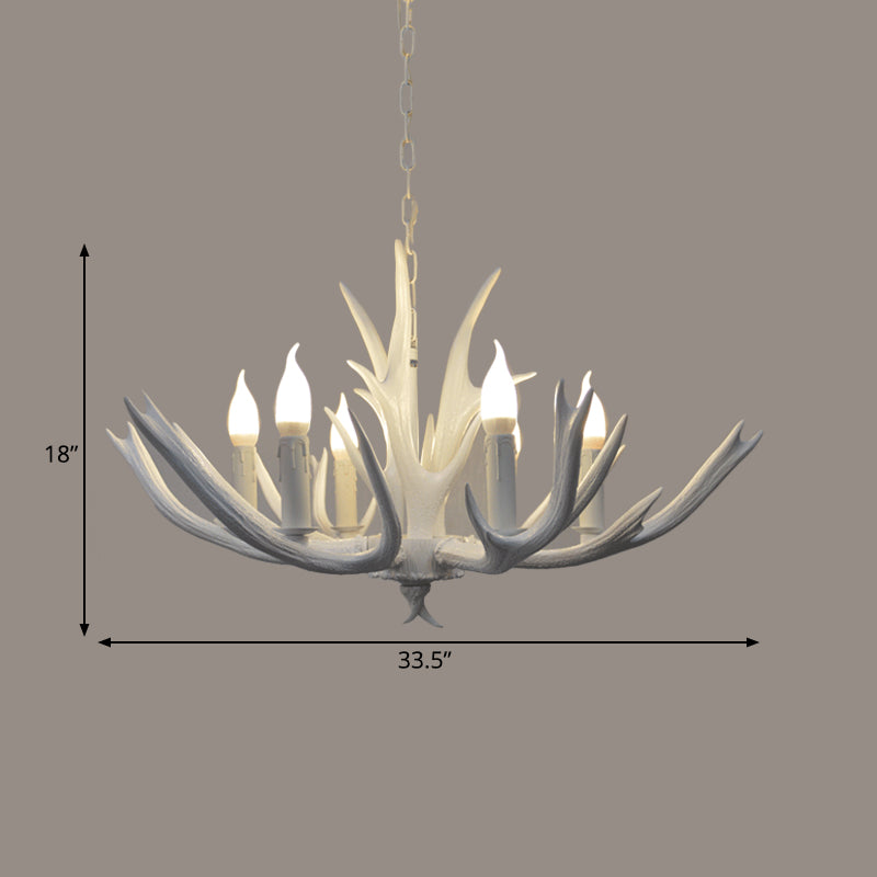 4/6 Lights Resin Chandelier Pendant Lamp Farmhouse White Candle Living Room Suspended Ligting Fixture Clearhalo 'Ceiling Lights' 'Chandeliers' Lighting' options 293028