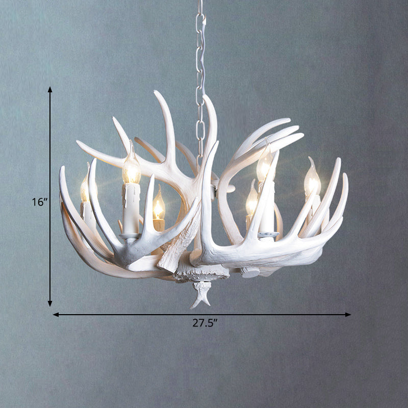 White Candle Chandelier Traditional Resin 3/4/5 Lights Living Room Pendant Ceiling Lamp with Antler Design Clearhalo 'Ceiling Lights' 'Chandeliers' Lighting' options 293038