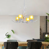 Resin Starburst Chandelier Lamp Cottage 4/6/8 Bulbs Bedroom Hanging Light Kit in White, 27.5"/35.5"/39" Wide Clearhalo 'Ceiling Lights' 'Chandeliers' Lighting' options 293060