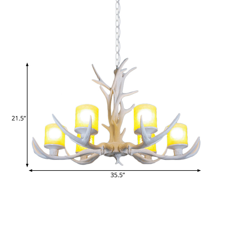 Resin Starburst Chandelier Lamp Cottage 4/6/8 Bulbs Bedroom Hanging Light Kit in White, 27.5"/35.5"/39" Wide Clearhalo 'Ceiling Lights' 'Chandeliers' Lighting' options 293066