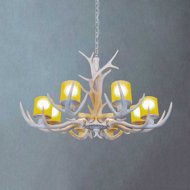 Resin Starburst Chandelier Lamp Cottage 4/6/8 Bulbs Bedroom Hanging Light Kit in White, 27.5"/35.5"/39" Wide Clearhalo 'Ceiling Lights' 'Chandeliers' Lighting' options 293068