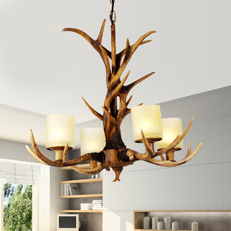 Brown Sputnik Chandelier Pendant Lighting Countryside Resin 4/6/8 Lights Living Room Ceiling Hanging Light Clearhalo 'Ceiling Lights' 'Chandeliers' Lighting' options 293078