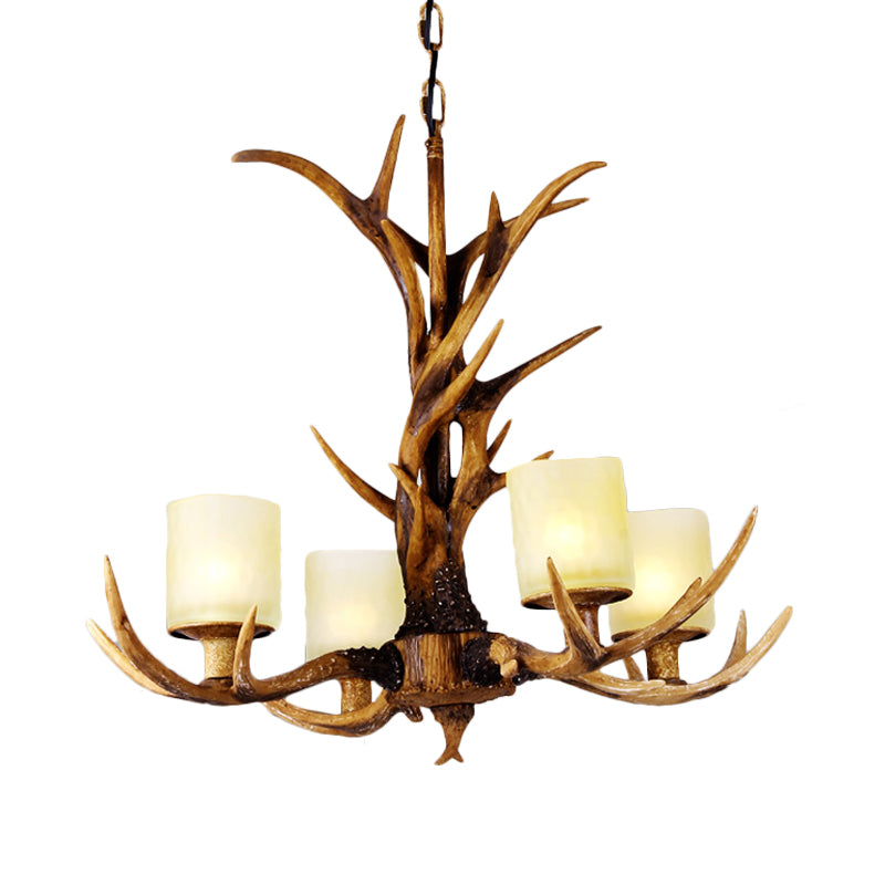 Brown Sputnik Chandelier Pendant Lighting Countryside Resin 4/6/8 Lights Living Room Ceiling Hanging Light Clearhalo 'Ceiling Lights' 'Chandeliers' Lighting' options 293080