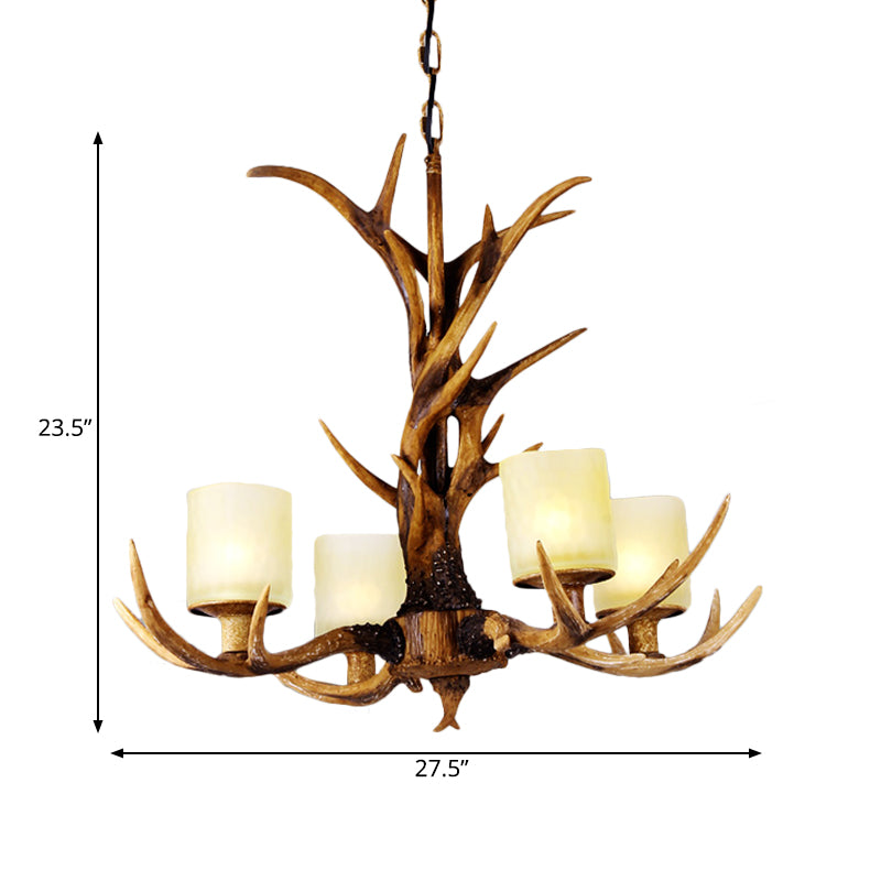 Brown Sputnik Chandelier Pendant Lighting Countryside Resin 4/6/8 Lights Living Room Ceiling Hanging Light Clearhalo 'Ceiling Lights' 'Chandeliers' Lighting' options 293081