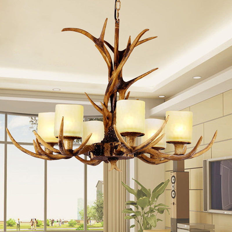 Brown Sputnik Chandelier Pendant Lighting Countryside Resin 4/6/8 Lights Living Room Ceiling Hanging Light Clearhalo 'Ceiling Lights' 'Chandeliers' Lighting' options 293082