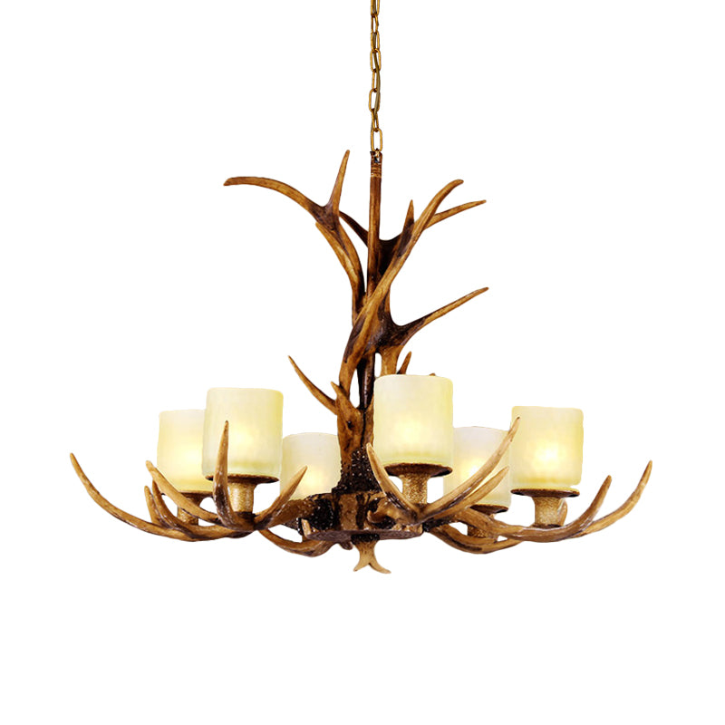 Brown Sputnik Chandelier Pendant Lighting Countryside Resin 4/6/8 Lights Living Room Ceiling Hanging Light Clearhalo 'Ceiling Lights' 'Chandeliers' Lighting' options 293083