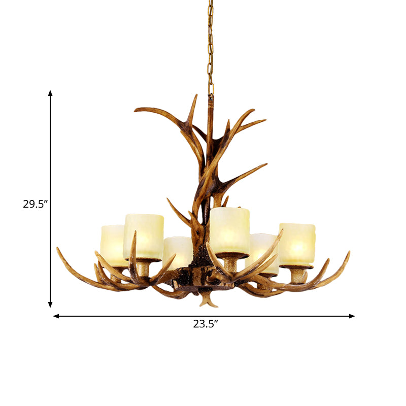 Brown Sputnik Chandelier Pendant Lighting Countryside Resin 4/6/8 Lights Living Room Ceiling Hanging Light Clearhalo 'Ceiling Lights' 'Chandeliers' Lighting' options 293084