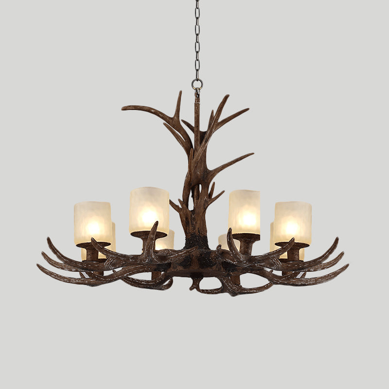 Brown Sputnik Chandelier Pendant Lighting Countryside Resin 4/6/8 Lights Living Room Ceiling Hanging Light Clearhalo 'Ceiling Lights' 'Chandeliers' Lighting' options 293085