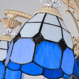 Baroque Dome Shape Chandelier Light 5/9/11 Lights Cut Glass Pendant Lighting Fixture in Blue, 23.5"/31.5"/35.5" Wide Clearhalo 'Ceiling Lights' 'Chandeliers' 'Glass shade' 'Glass' 'Industrial' 'Island Lights' 'Middle Century Chandeliers' 'Tiffany Chandeliers' 'Tiffany close to ceiling' 'Tiffany' Lighting' 293254