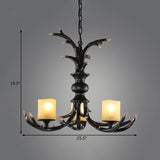 3/5 Bulbs Resin Chandelier Lighting Cottage Brown Faux Antler Living Room Ceiling Pendant Lamp Clearhalo 'Ceiling Lights' 'Chandeliers' Lighting' options 293371