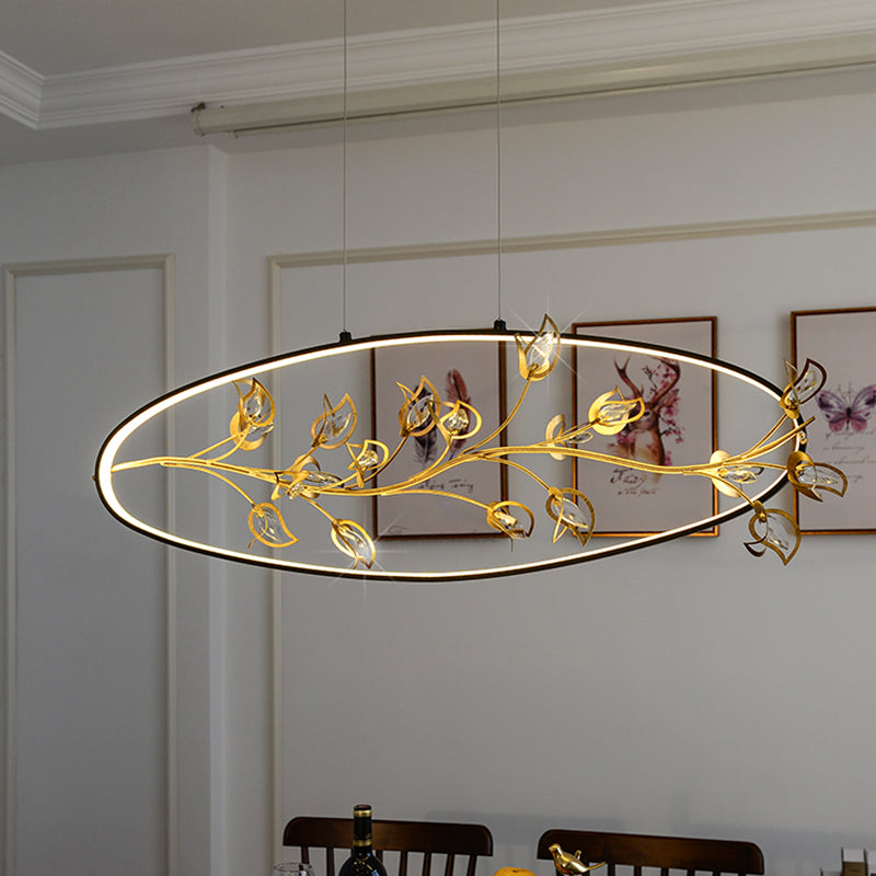 Gold Branch Pendant Ceiling Light Modernism Leaf Crystal Gold LED Chandelier Lighting Clearhalo 'Ceiling Lights' 'Chandeliers' Lighting' options 293492