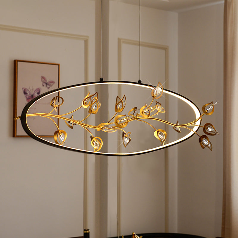 Gold Branch Pendant Ceiling Light Modernism Leaf Crystal Gold LED Chandelier Lighting Clearhalo 'Ceiling Lights' 'Chandeliers' Lighting' options 293493