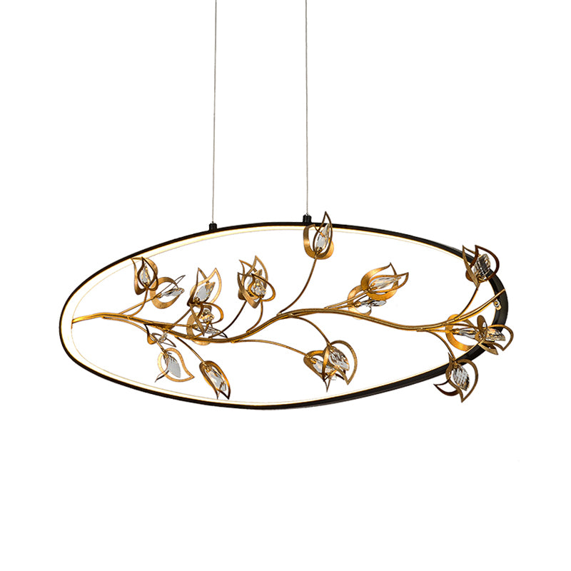 Gold Branch Pendant Ceiling Light Modernism Leaf Crystal Gold LED Chandelier Lighting Clearhalo 'Ceiling Lights' 'Chandeliers' Lighting' options 293495