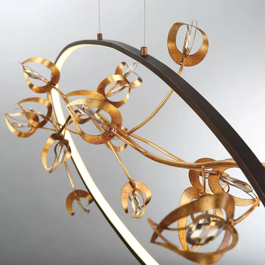 Gold Branch Pendant Ceiling Light Modernism Leaf Crystal Gold LED Chandelier Lighting Clearhalo 'Ceiling Lights' 'Chandeliers' Lighting' options 293497