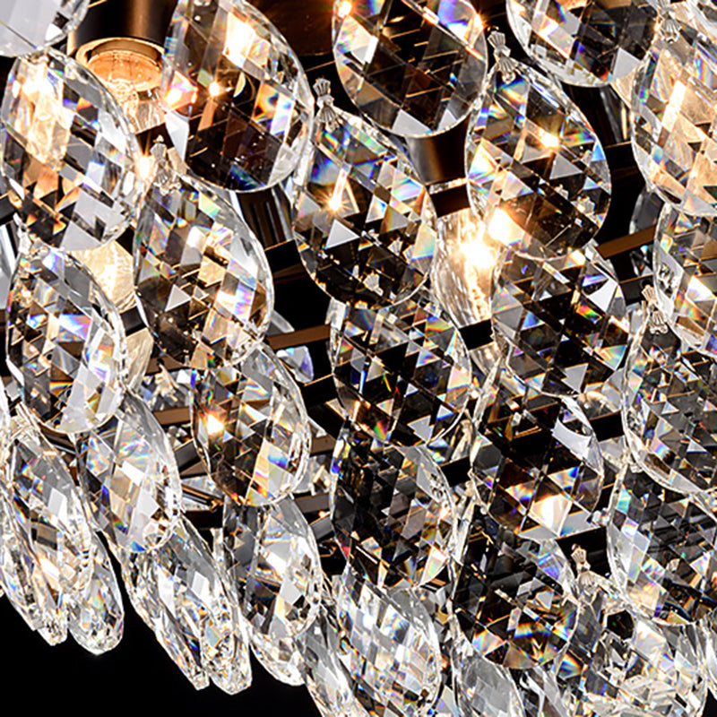 6 Heads Tapered Pendant Light Fixture Simple Style Black Teardrop Crystal Chandelier Light Clearhalo 'Ceiling Lights' 'Chandeliers' Lighting' options 293509