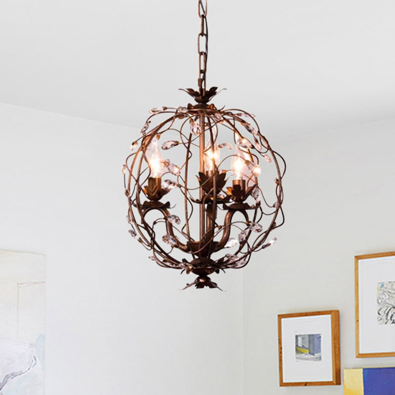 Brass 3 Lights Suspension Pendant Vintage Teardrop Crystal Orbit Ceiling Chandelier Brass Clearhalo 'Ceiling Lights' 'Chandeliers' Lighting' options 293549_cab375e9-08b1-45d4-a981-c6488fdda59e