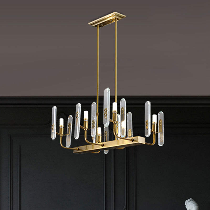 Gold Curved Arm Island Lighting Modernism 6 Heads Living Room Hanging Ceiling Light Gold Clearhalo 'Ceiling Lights' 'Island Lights' Lighting' 293640