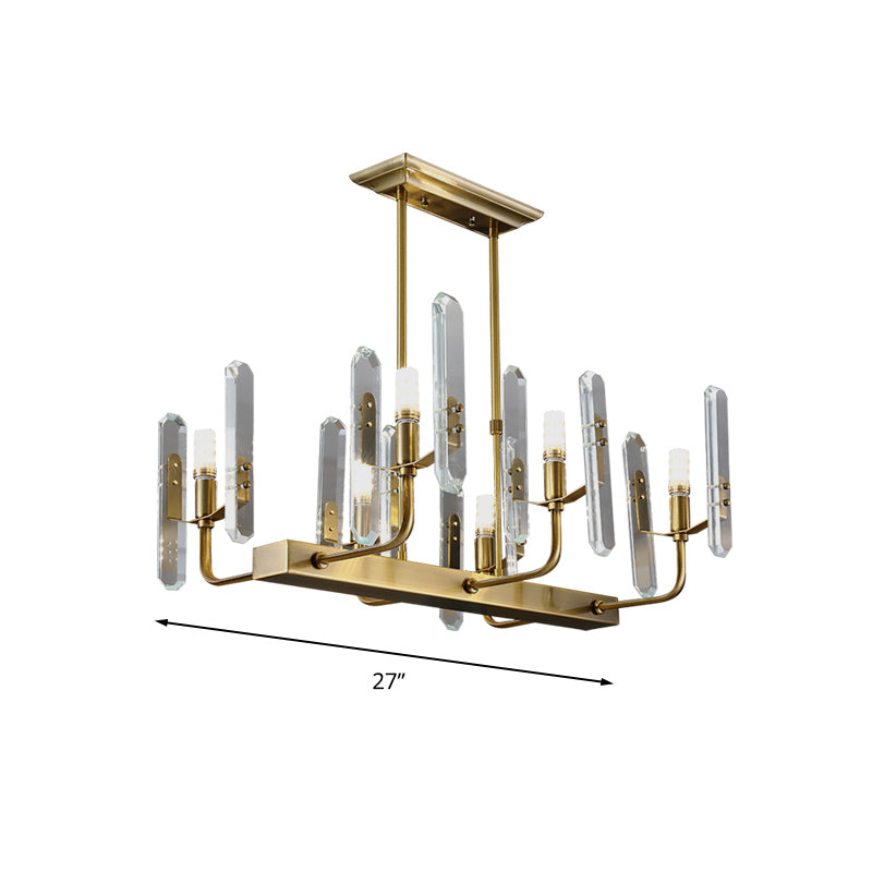 Gold Curved Arm Island Lighting Modernism 6 Heads Living Room Hanging Ceiling Light Clearhalo 'Ceiling Lights' 'Island Lights' Lighting' 293644