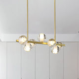 Seeded Crystal Suspension Light Globe 6 Heads Postmodern Island Light Fixture for Dining Room Gold Clearhalo 'Ceiling Lights' 'Island Lights' Lighting' 293646