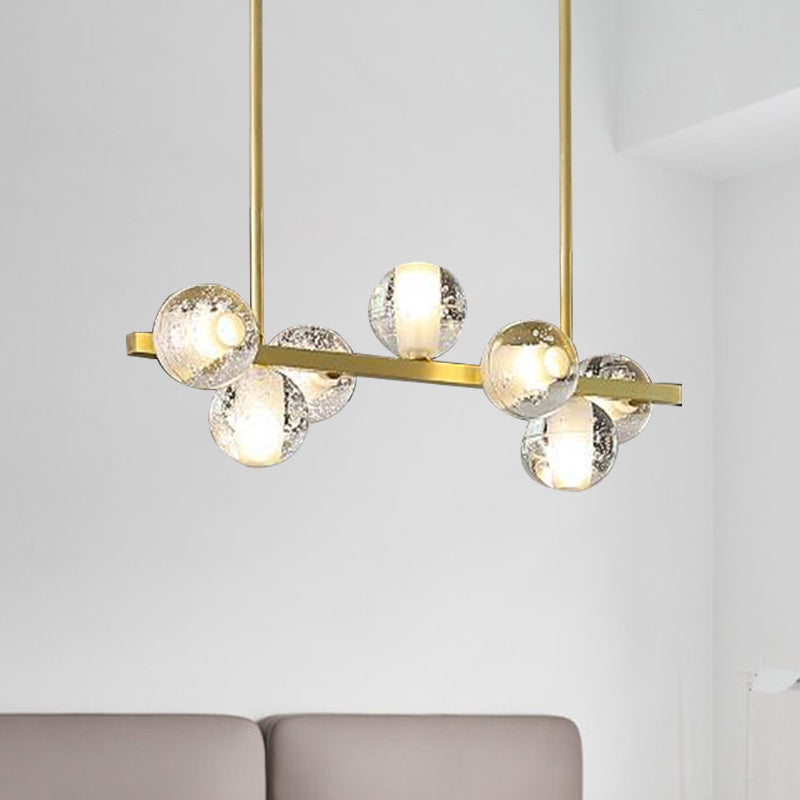 Seeded Crystal Suspension Light Globe 6 Heads Postmodern Island Light Fixture for Dining Room Clearhalo 'Ceiling Lights' 'Island Lights' Lighting' 293647