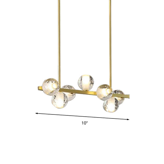 Seeded Crystal Suspension Light Globe 6 Heads Postmodern Island Light Fixture for Dining Room Clearhalo 'Ceiling Lights' 'Island Lights' Lighting' 293650